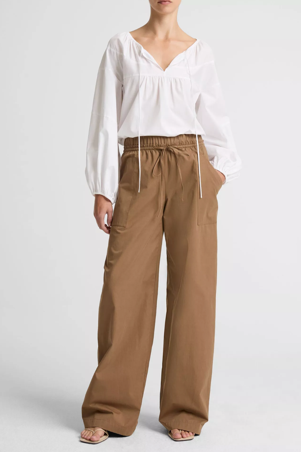 Cotton Double-Waist Drawstring Pant-staging-VINCE-XXS-Almondine-Mercantile Portland