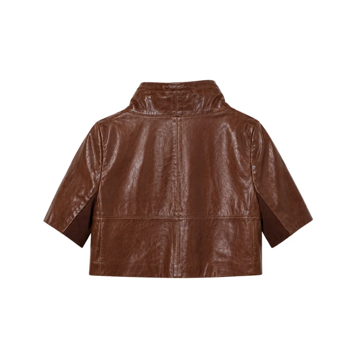 Cropped Leather Jacket in Chocolate Brown-Outerwear-Yigal Azrouel-Chocolate Brown-4-Mercantile Portland