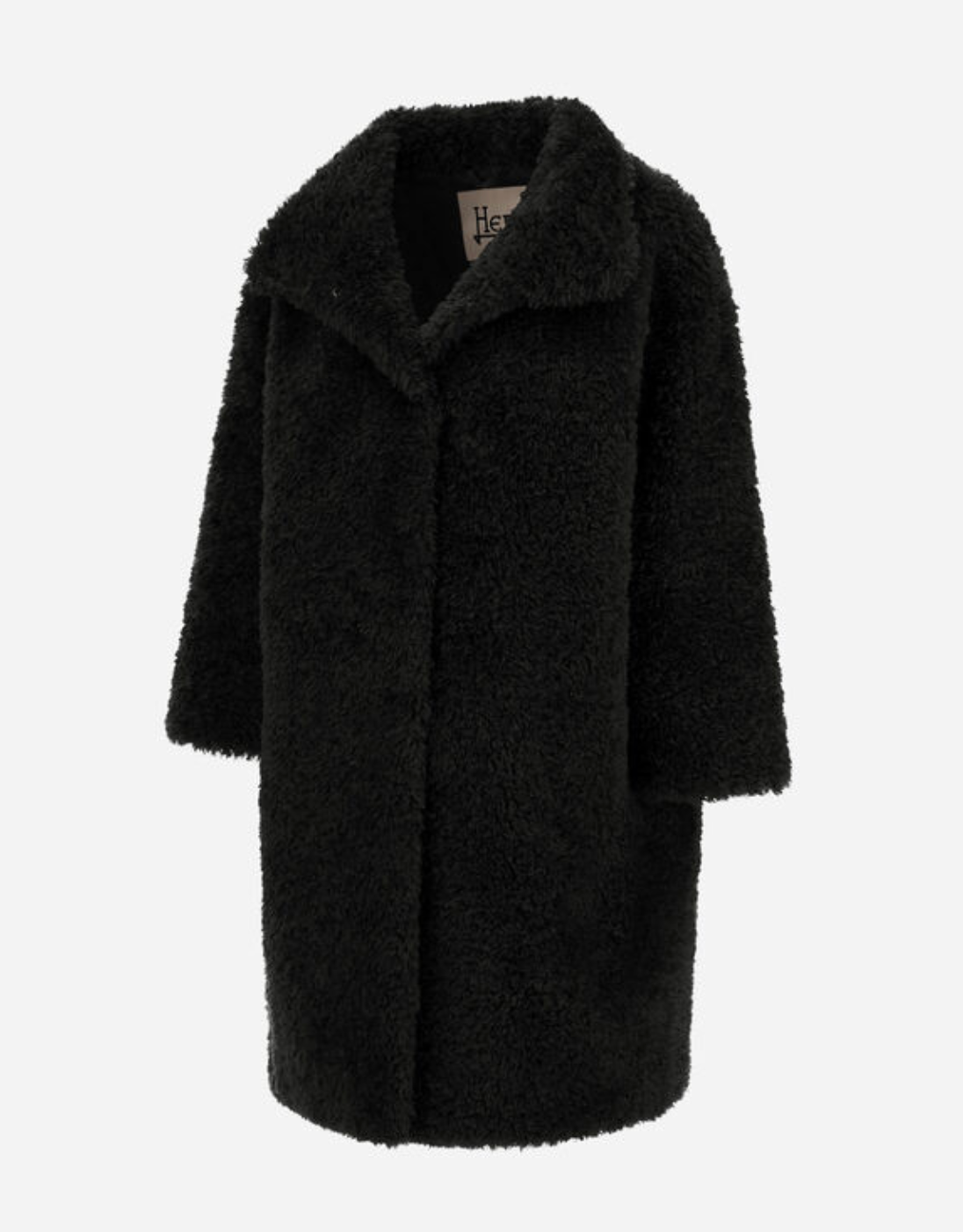Curly Faux Fur Coat in Black-Outerwear-Herno-Black-36-Mercantile Portland