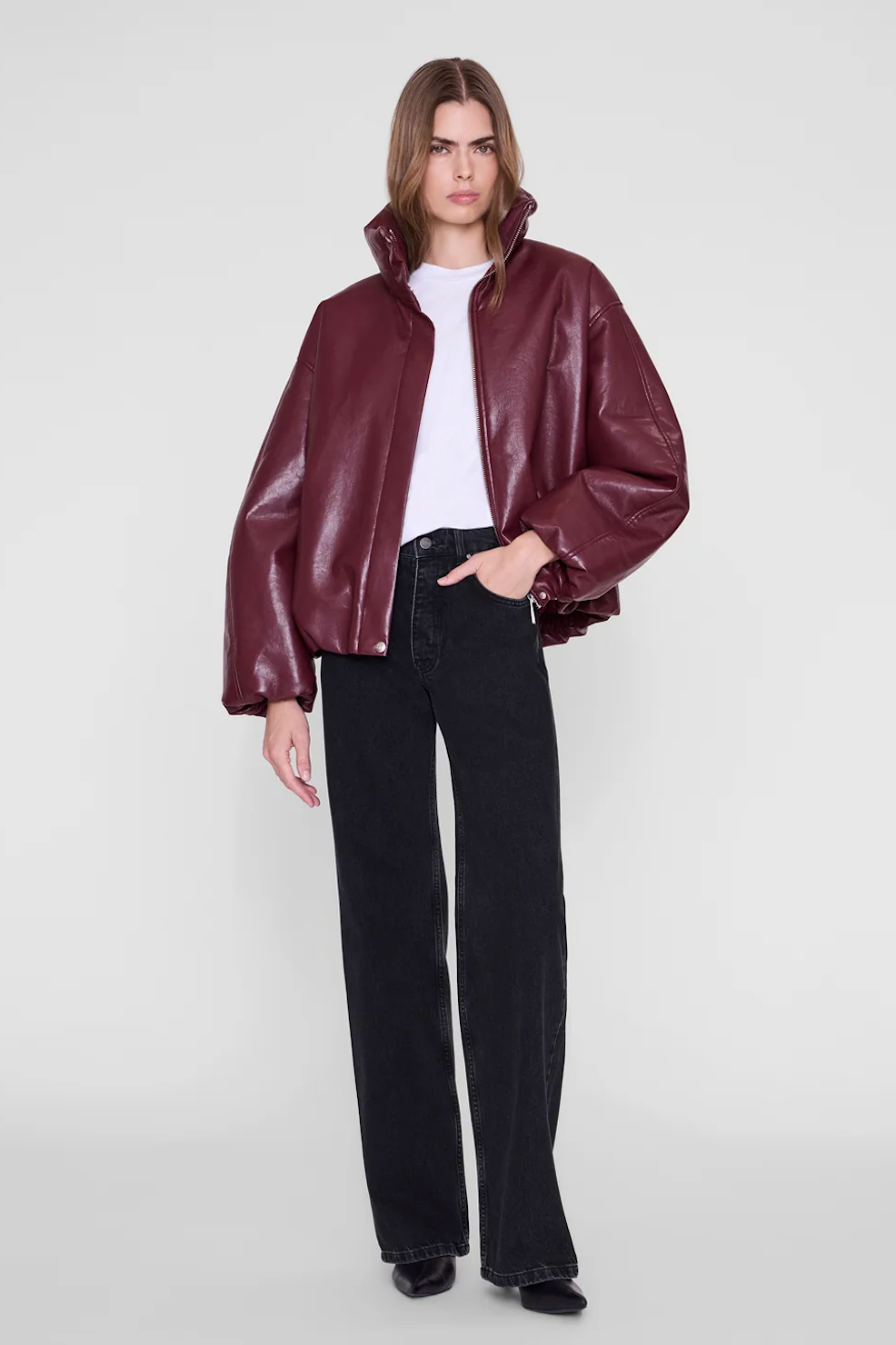 Cyrus Jacket-Jackets-Anine Bing-Burgundy Recycled Leather-XS-Mercantile Portland