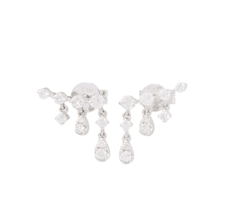 Diamond Dangle Climber Studs-Jewelry-Zofia Day-White Gold-OS-Mercantile Portland