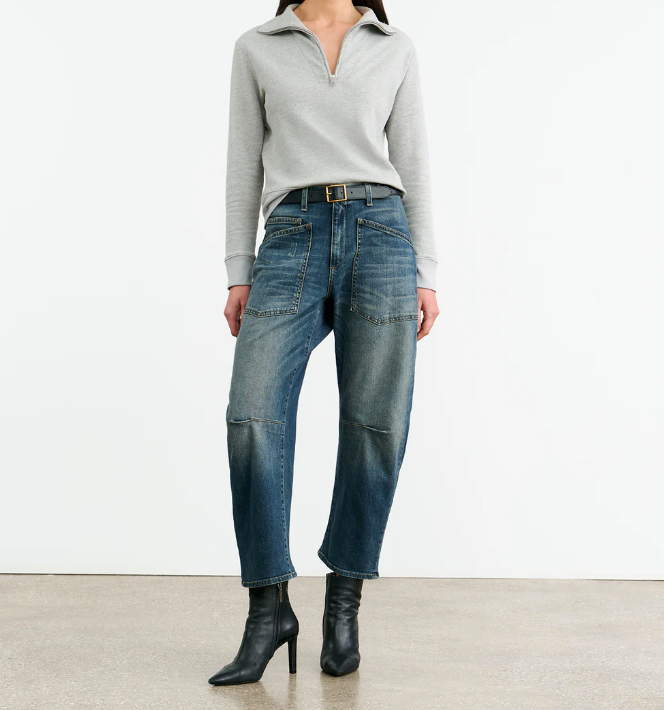 Diya Quarter Zip Sweatshirt-Tops-Nili Lotan-Heather Grey-XS-Mercantile Portland