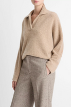Donegal Plush Cashmere Dolman Sleeve Polo Sweater-Clothing-Vince-Heather Oat Donegal-XXS-Mercantile Portland