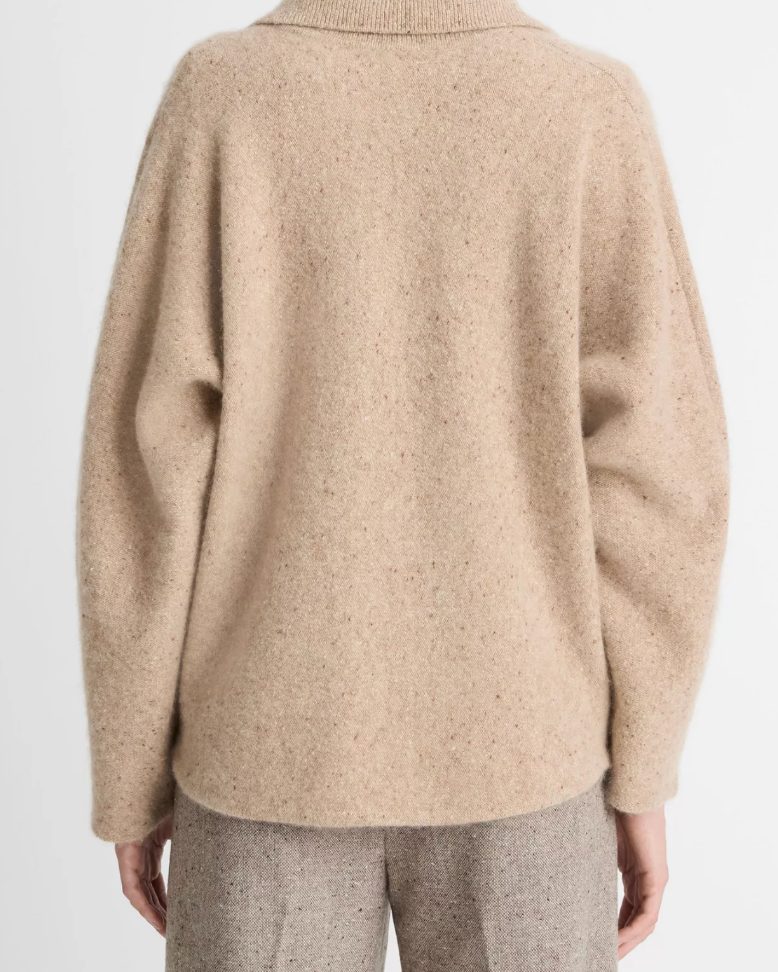Donegal Plush Cashmere Dolman Sleeve Polo Sweater-Clothing-Vince-Heather Oat Donegal-XXS-Mercantile Portland