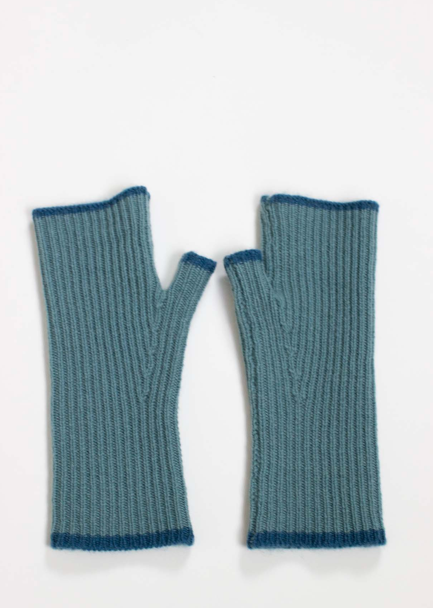 Dorothy Cashmere Ribbed Fingerless Gloves-Gloves-Oats & Rice-Blue-OS-Mercantile Portland