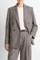 Double Breasted Blazer-Outerwear-Vince-Cacao Houndstooth-00-Mercantile Portland