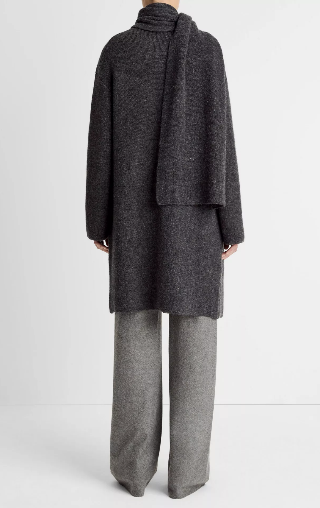 Draped Scarf Wool Blend Car Coat-Outerwear-Vince-Dark Heather Grey-XXS-Mercantile Portland