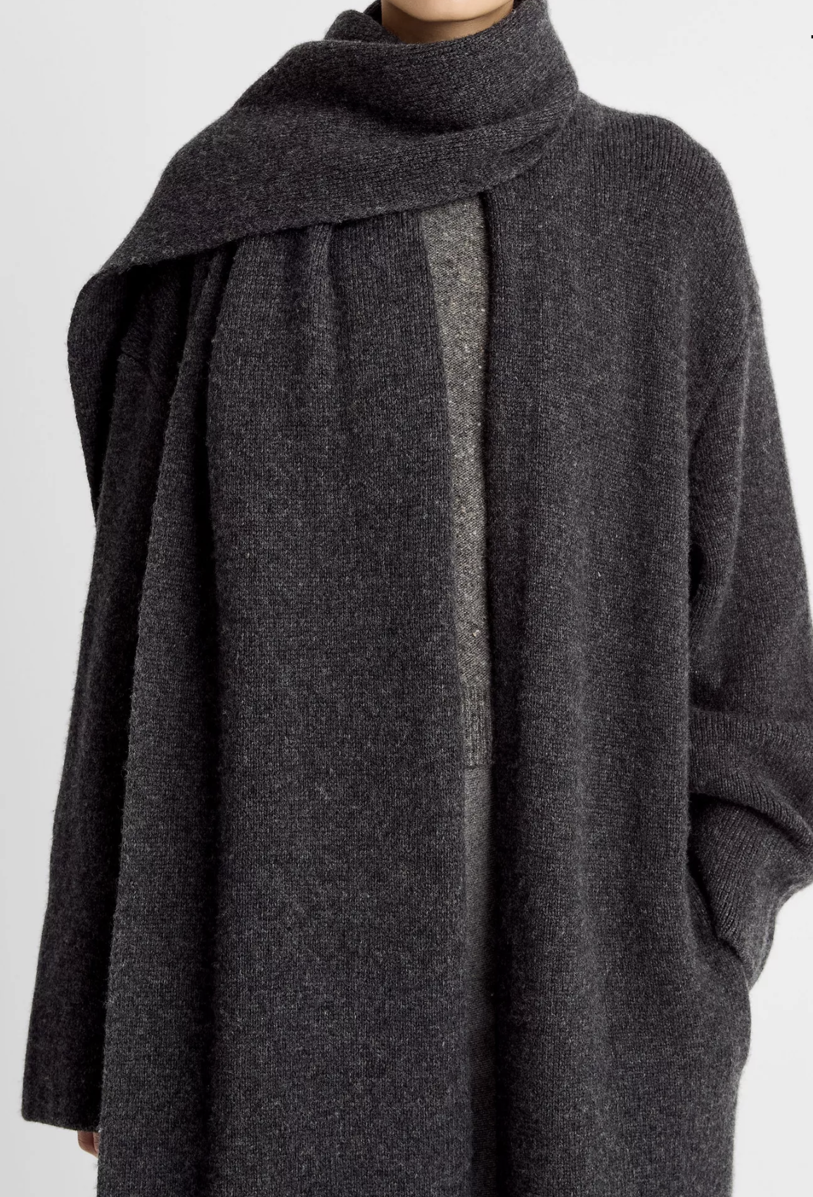 Draped Scarf Wool Blend Car Coat-Outerwear-Vince-Dark Heather Grey-XXS-Mercantile Portland