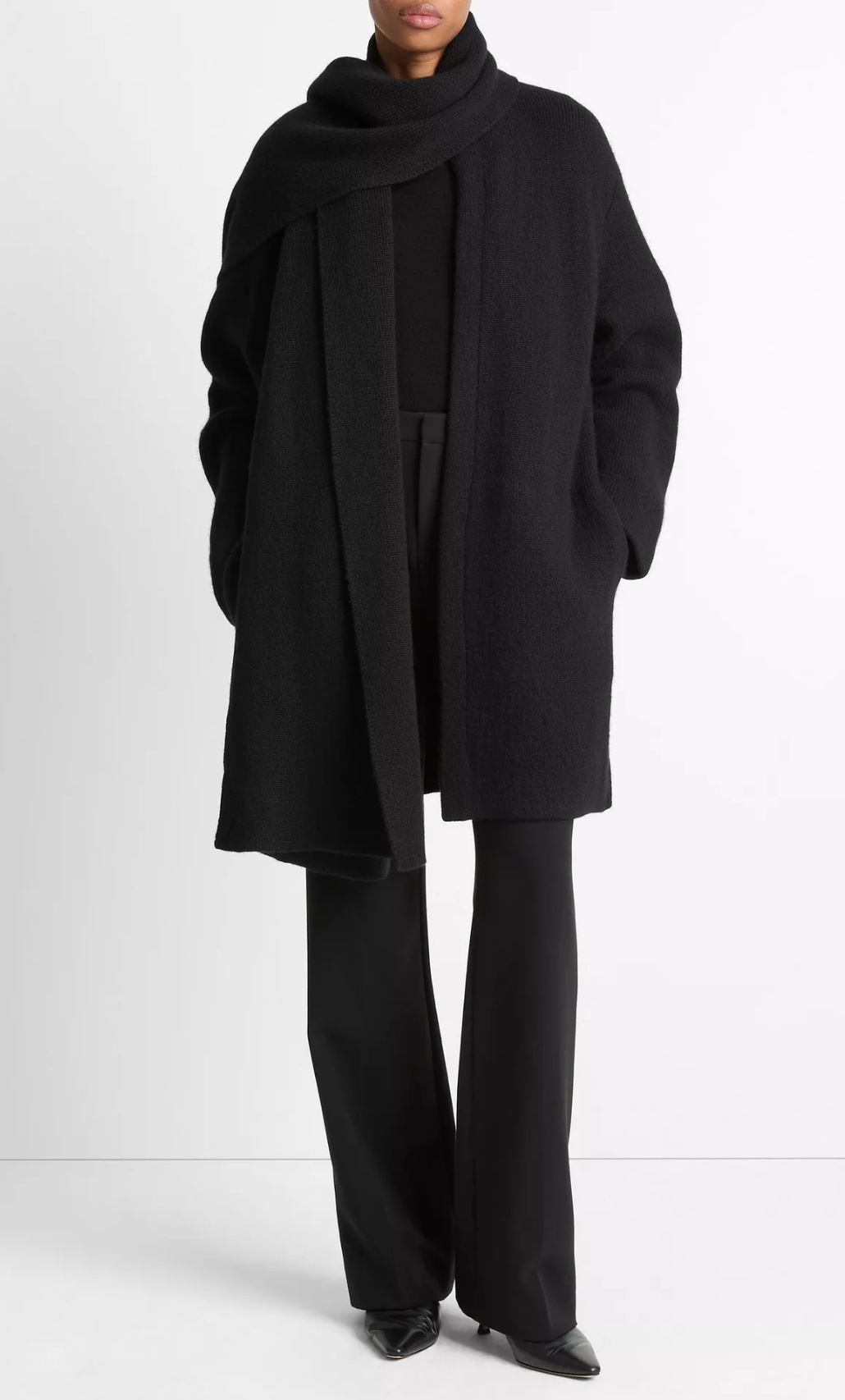 Draped Scarf Wool Blend Car Coat-Outerwear-Vince-Dark Heather Grey-XXS-Mercantile Portland