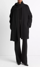 Draped Scarf Wool Blend Car Coat-Outerwear-Vince-Dark Heather Grey-XXS-Mercantile Portland