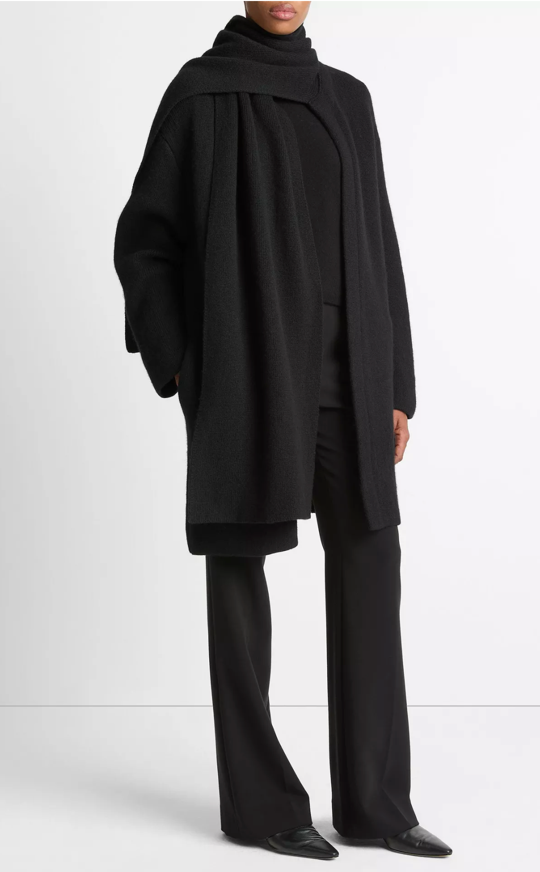 Draped Scarf Wool Blend Car Coat-Outerwear-Vince-Dark Heather Grey-XXS-Mercantile Portland