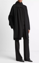 Draped Scarf Wool Blend Car Coat-Outerwear-Vince-Dark Heather Grey-XXS-Mercantile Portland