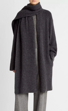 Draped Scarf Wool Blend Car Coat-Outerwear-Vince-Dark Heather Grey-XXS-Mercantile Portland