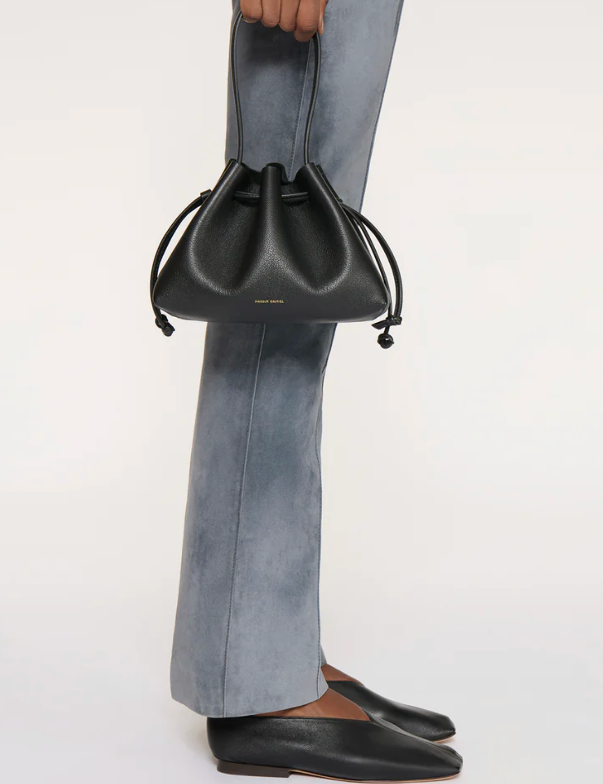 Drawstring Pouchette in Crinkled Silver-Handbags-Mansur Gavriel-Silver-OS-Mercantile Portland