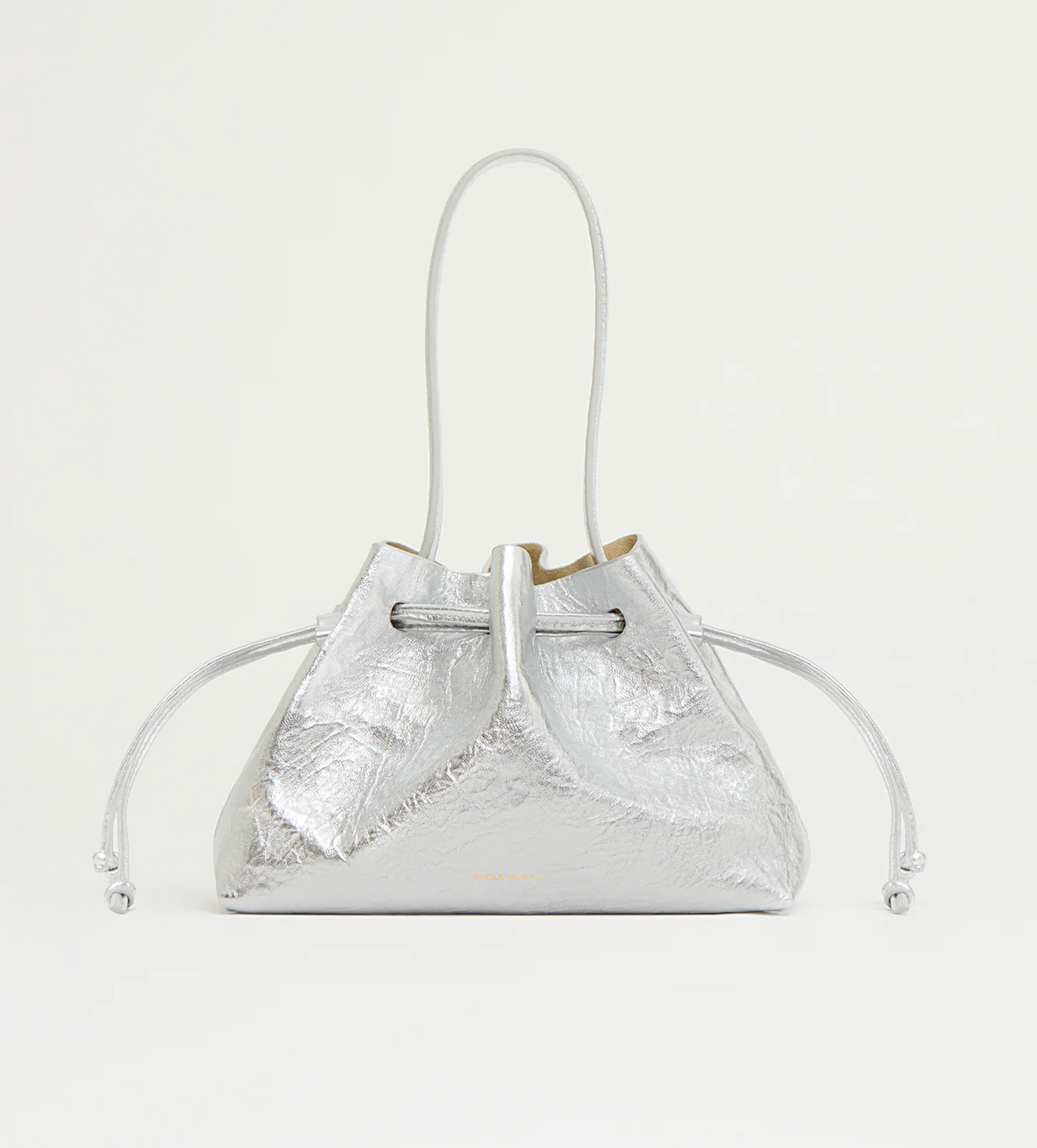 Drawstring Pouchette in Crinkled Silver-Handbags-Mansur Gavriel-Silver-OS-Mercantile Portland