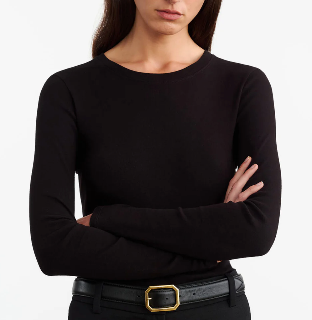 Emelie Long Sleeve Tee-T-Shirts-Nili Lotan-Black-XS-Mercantile Portland