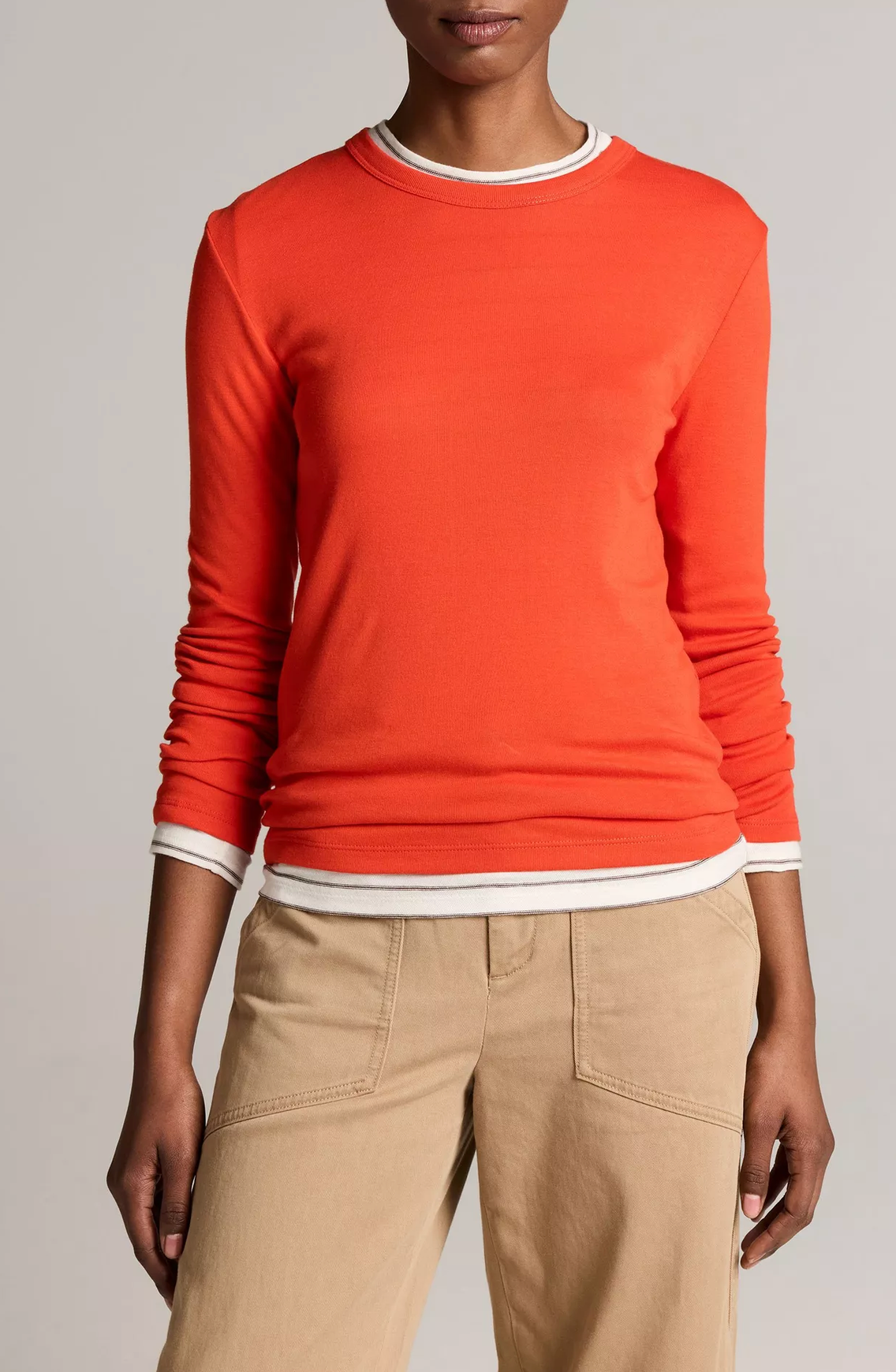Essential Pima Cotton-Blend Long-Sleeve T-Shirt-T-Shirts-Vince-Crimson-XS-Mercantile Portland