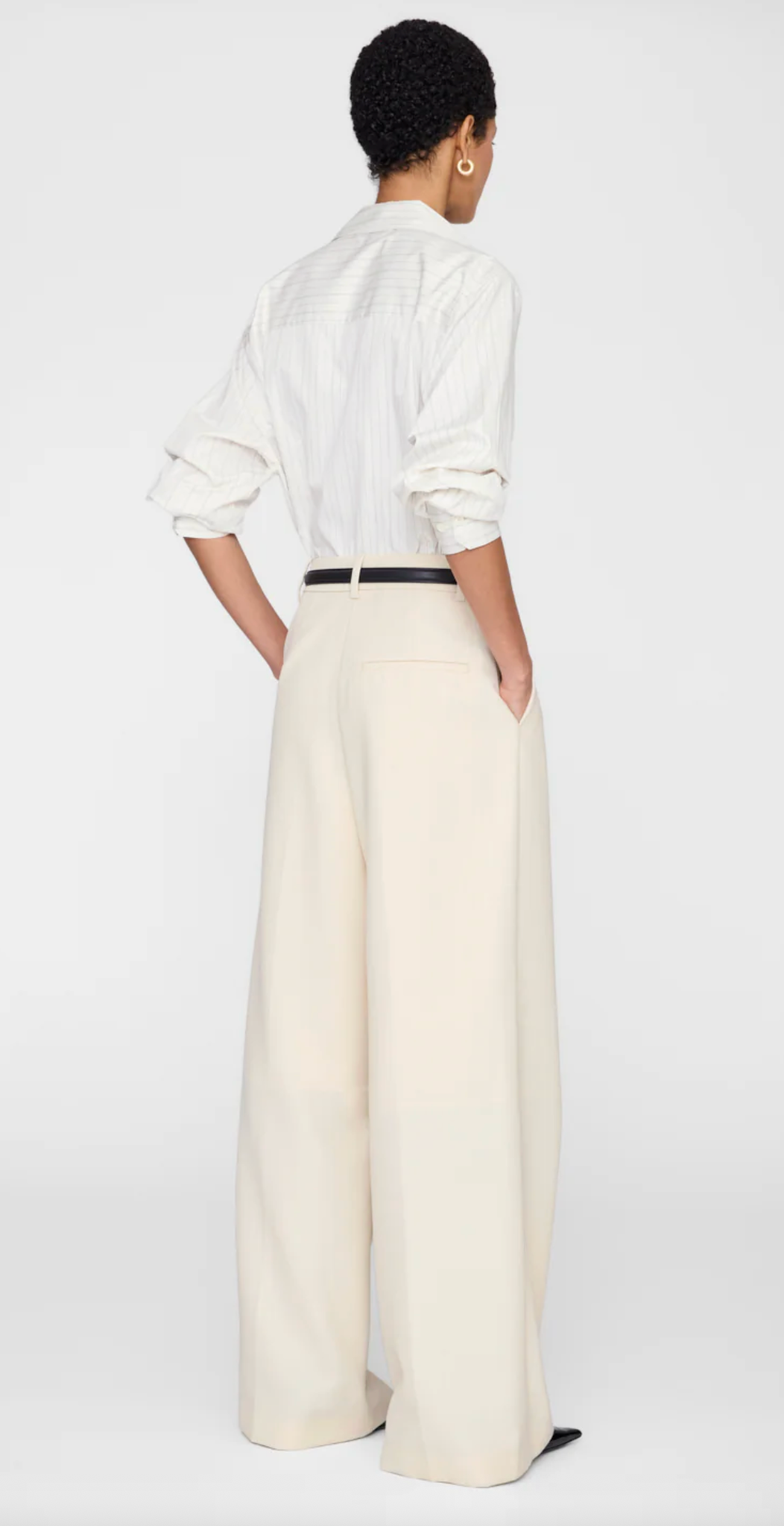 Essie Cropped Shirt in Cream Pinstripe-staging-Anine Bing-Cream Pinstripe-XS-Mercantile Portland