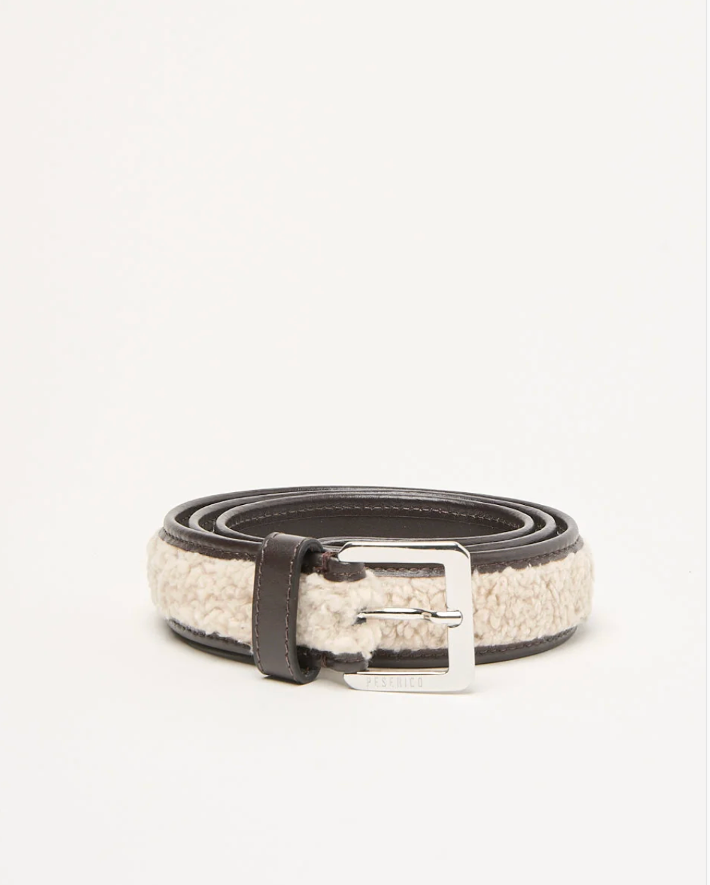 Faux Fur Belt-Belts-PESERICO-Deep Brown-80-Mercantile Portland