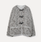 Faux Fur Jacket With Embroidered Toggle Fastenings-Clothing-Forte Forte-00-Pearl-Mercantile Portland