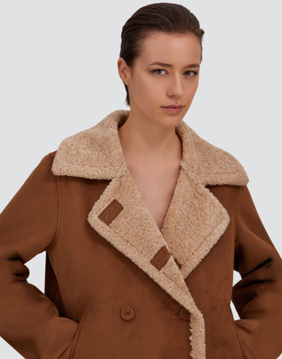 Faux Shearling Jacket-Outerwear-Herno-Brown-36-Mercantile Portland