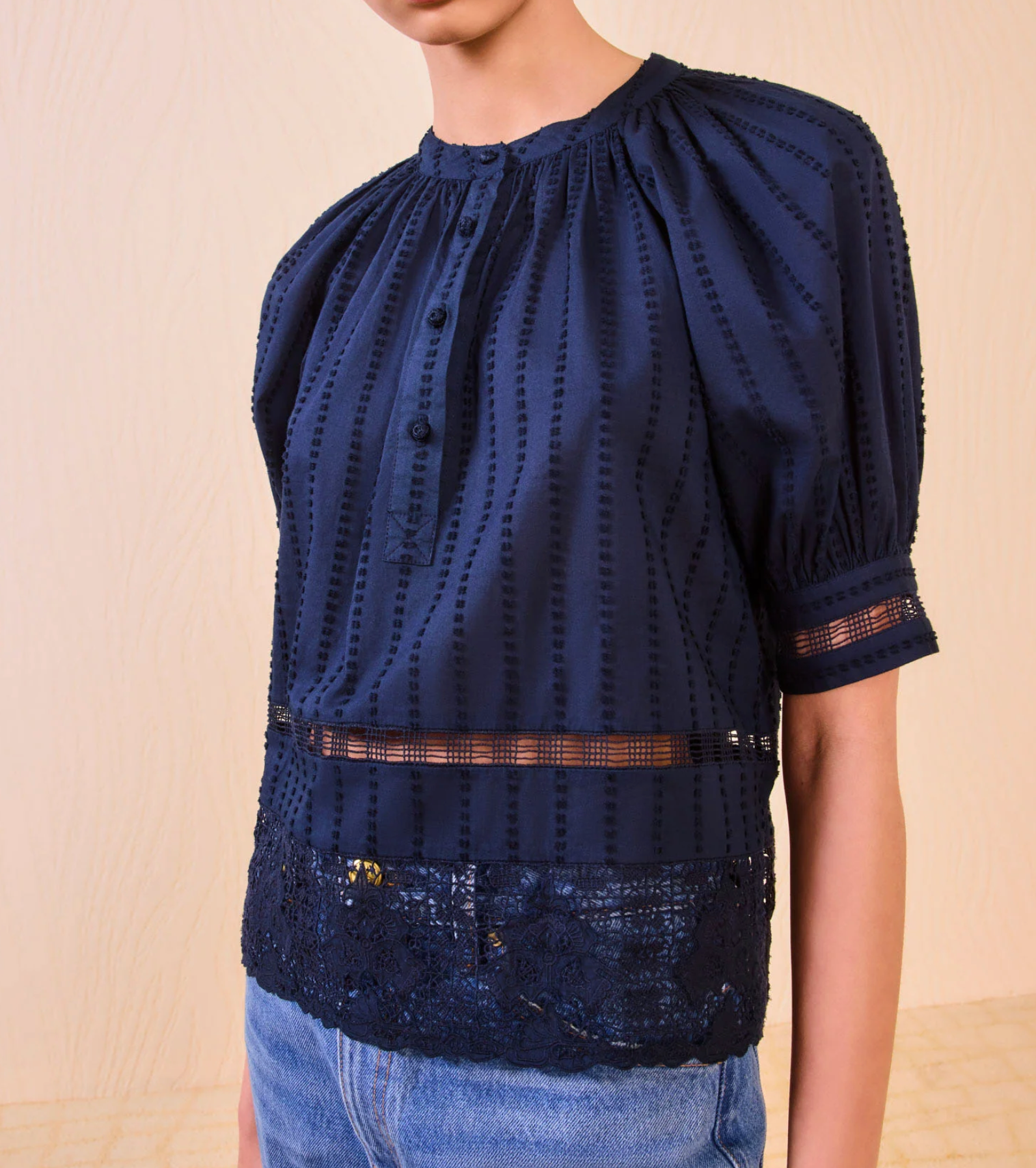Faye Puff-Sleeve Blouse-Tops, Shirts-Ulla Johnson-Midnight-00-Mercantile Portland
