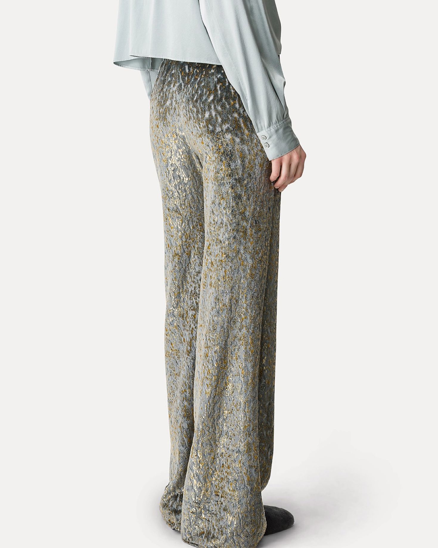 Flared Silk Velvet Trousers-Clothing-Forte Forte-Stone-00-Mercantile Portland