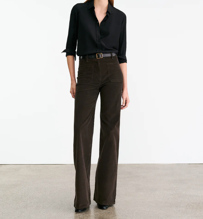 Florence Corduroy Pant-Pants-Nili Lotan-Chocolate Brown-00-Mercantile Portland