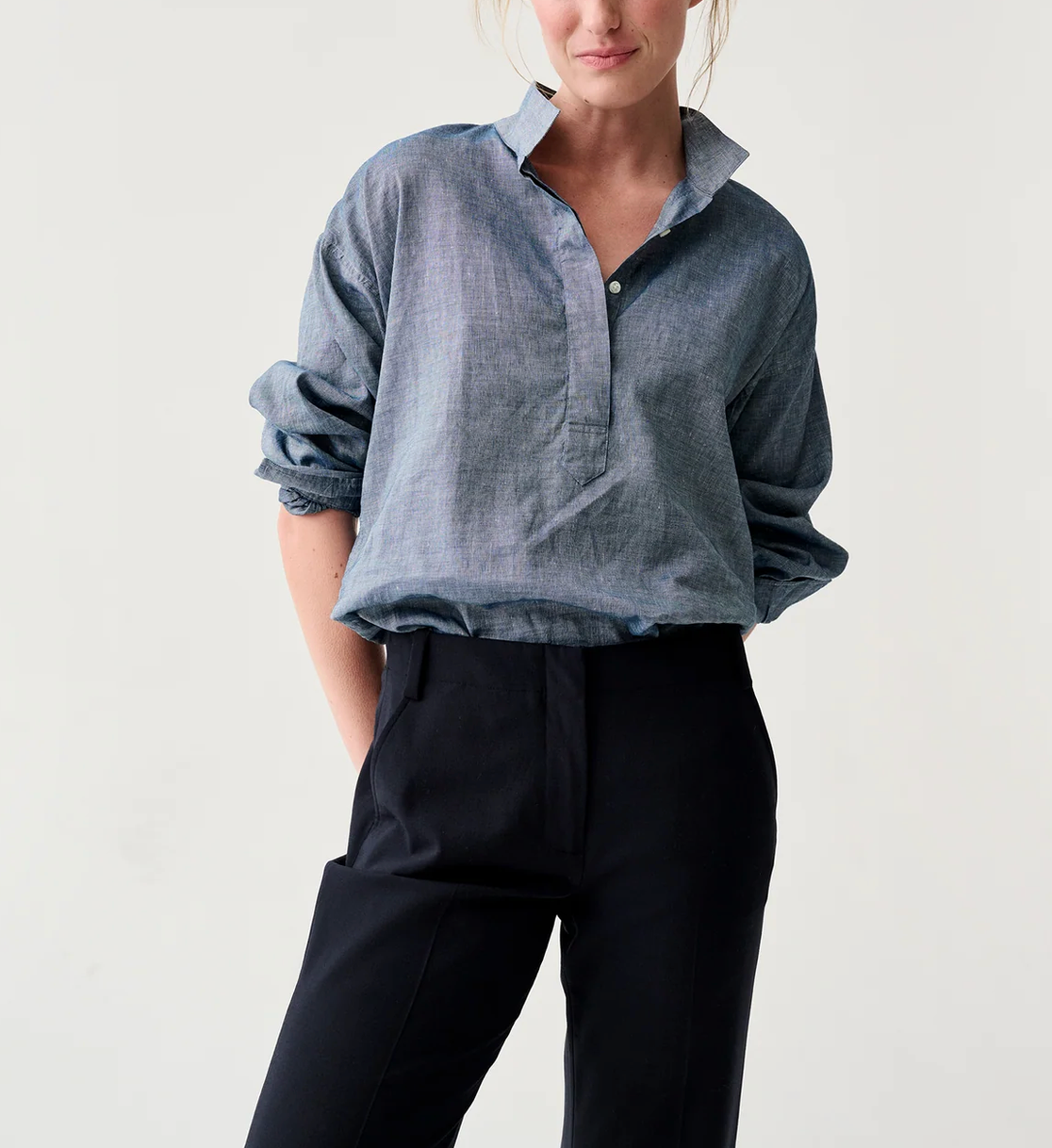 Frankie Crop Pant in Tropical Wool Navy-Pants-Mashburn-Navy-0-Mercantile Portland
