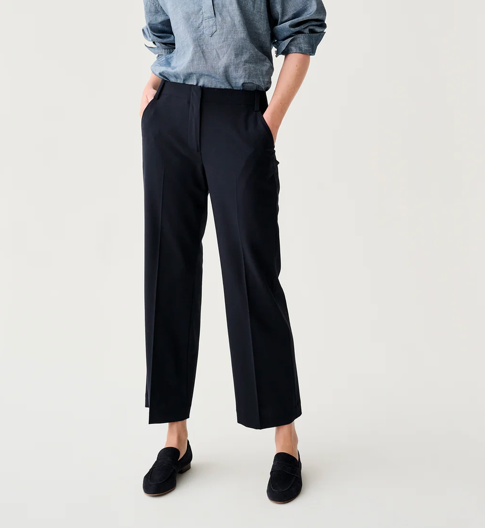 Frankie Crop Pant in Tropical Wool Navy-Pants-Mashburn-Navy-0-Mercantile Portland