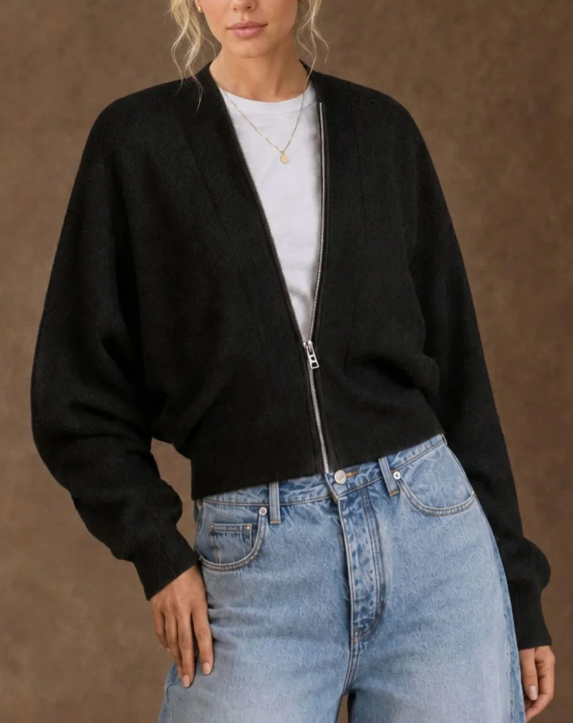 Gayle Full-Zip Cardigan in Black Cashmere-Sweaters-27 Miles-Black-XS-Mercantile Portland
