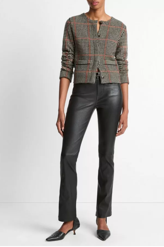 Glen Plaid Cardigan Jacket-Jackets-Vince-Cobblestone Black Combo-XXS-Mercantile Portland