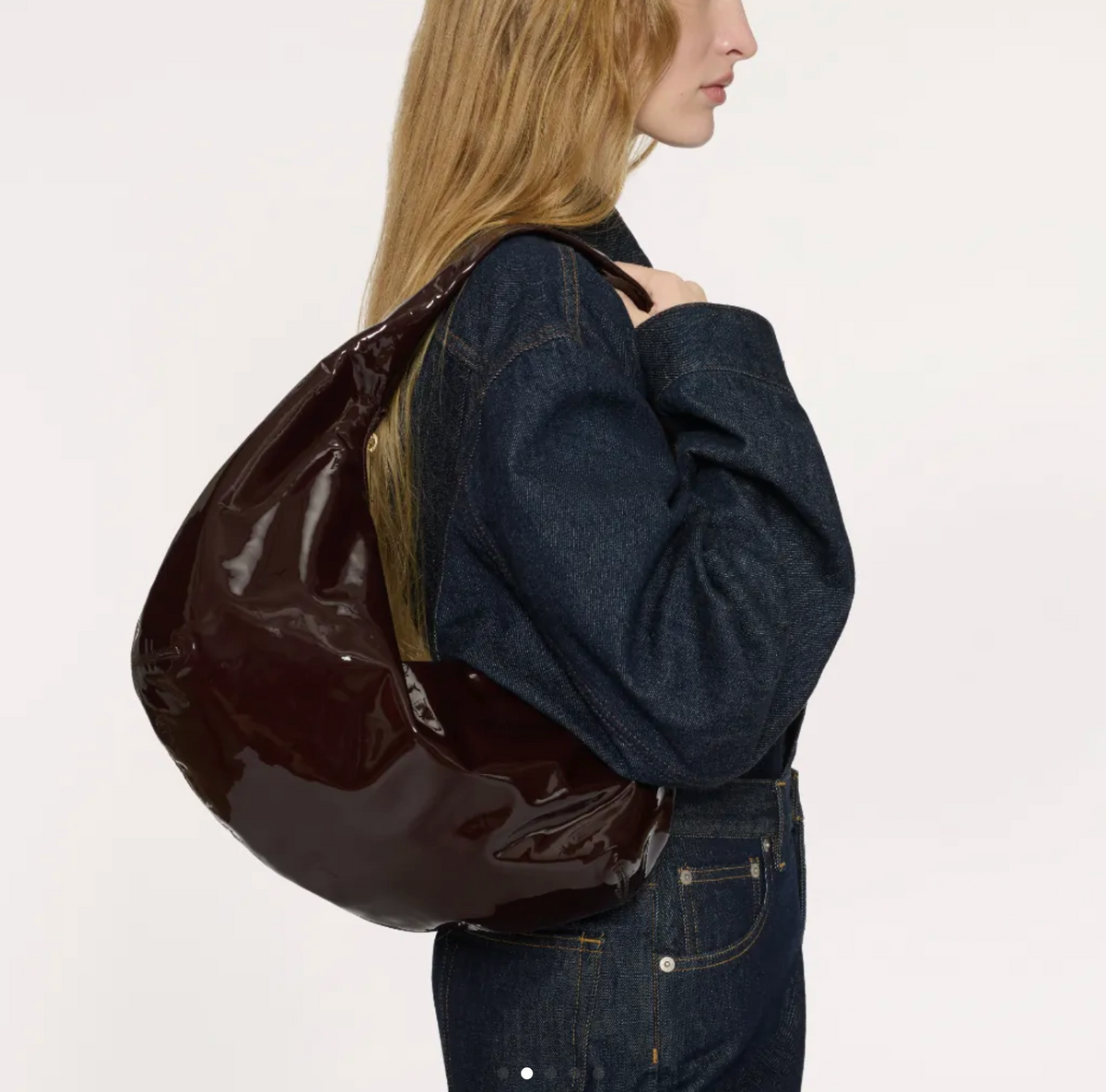 Gnocchi Bag in Patent Aubergine-Handbags-Mansur Gavriel-Aubergine-OS-Mercantile Portland