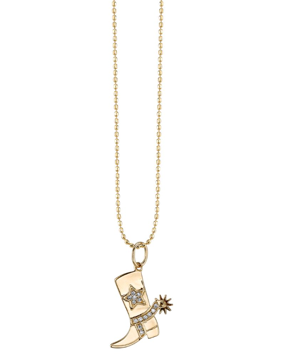 Gold & Diamond Cowboy Boot Charm Necklace-Jewelry-Sydney Evan-Yellow Gold-OS-Mercantile Portland