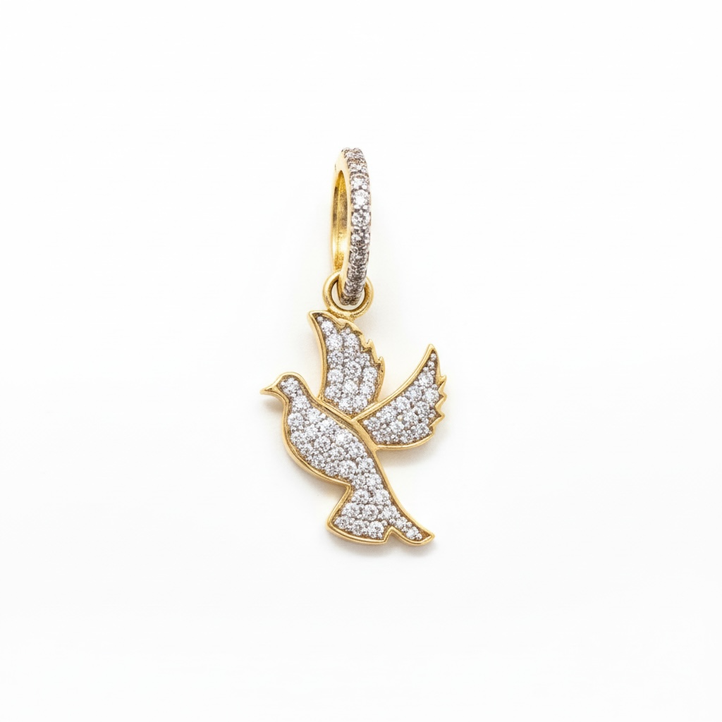 Gold & Diamond Dove Charm-Jewelry-Paula Rosen-OS-YG-Mercantile Portland