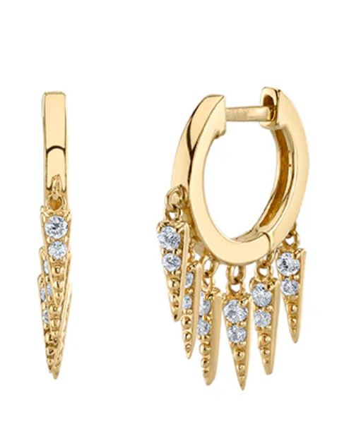 Gold & Diamond Fringe Huggie Hoops-Jewelry-Sydney Evan-Yellow Gold-OS-Mercantile Portland