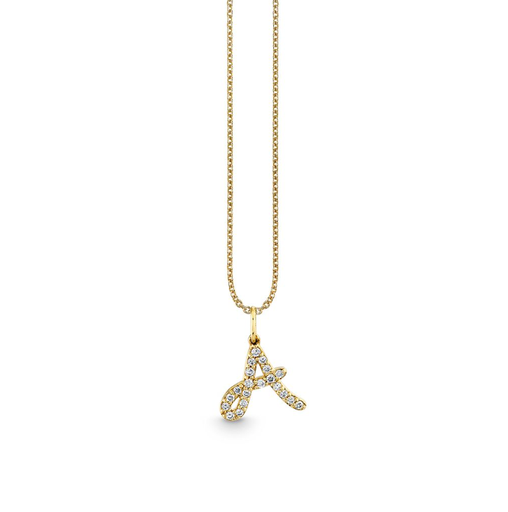 Gold & Diamond Initial-A Necklace-Jewelry-Sydney Evan-Yellow Gold-OS-Mercantile Portland