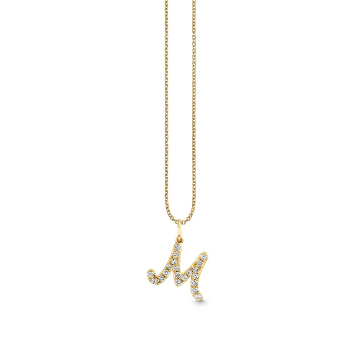 Gold & Diamond Initial-M Necklace-Jewelry-Sydney Evan-Yellow Gold-OS-Mercantile Portland