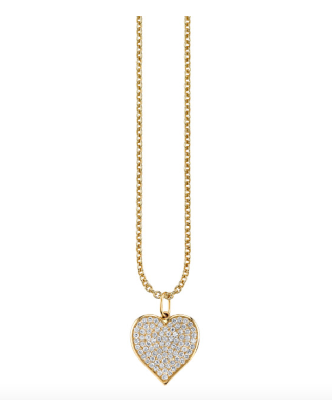 Gold & Diamond Large Heart Charm Necklace-Jewelry-Sydney Evan-OS-YG-Mercantile Portland