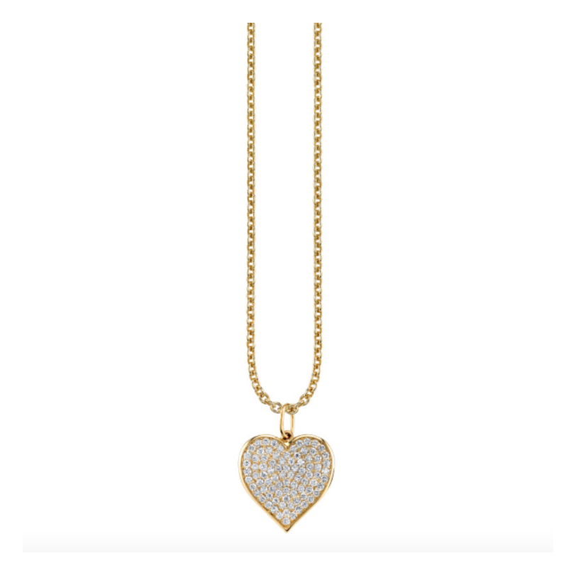 Gold & Diamond Large Heart Charm Necklace-Jewelry-Sydney Evan-OS-YG-Mercantile Portland