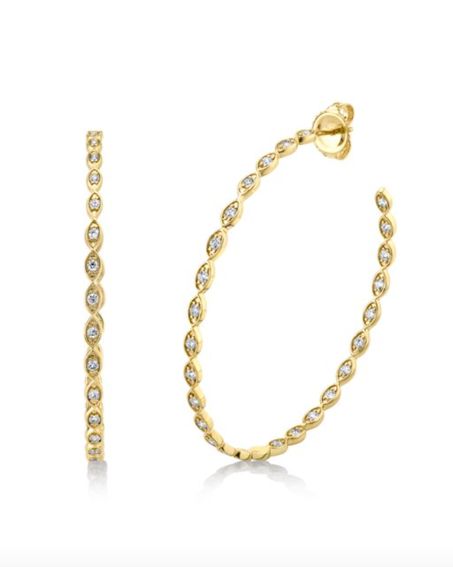 Gold & Diamond Marquise Eye Large Hoops-Jewelry-Sydney Evan-Yellow Gold-OS-Mercantile Portland