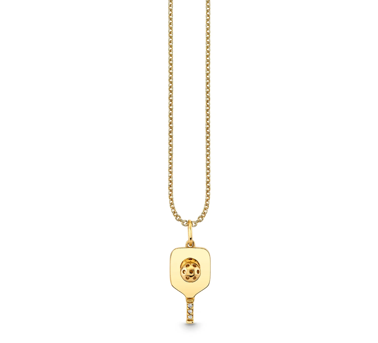 Gold & Diamond Pickleball Necklace-Jewelry-Sydney Evan-Yellow Gold-OS-Mercantile Portland