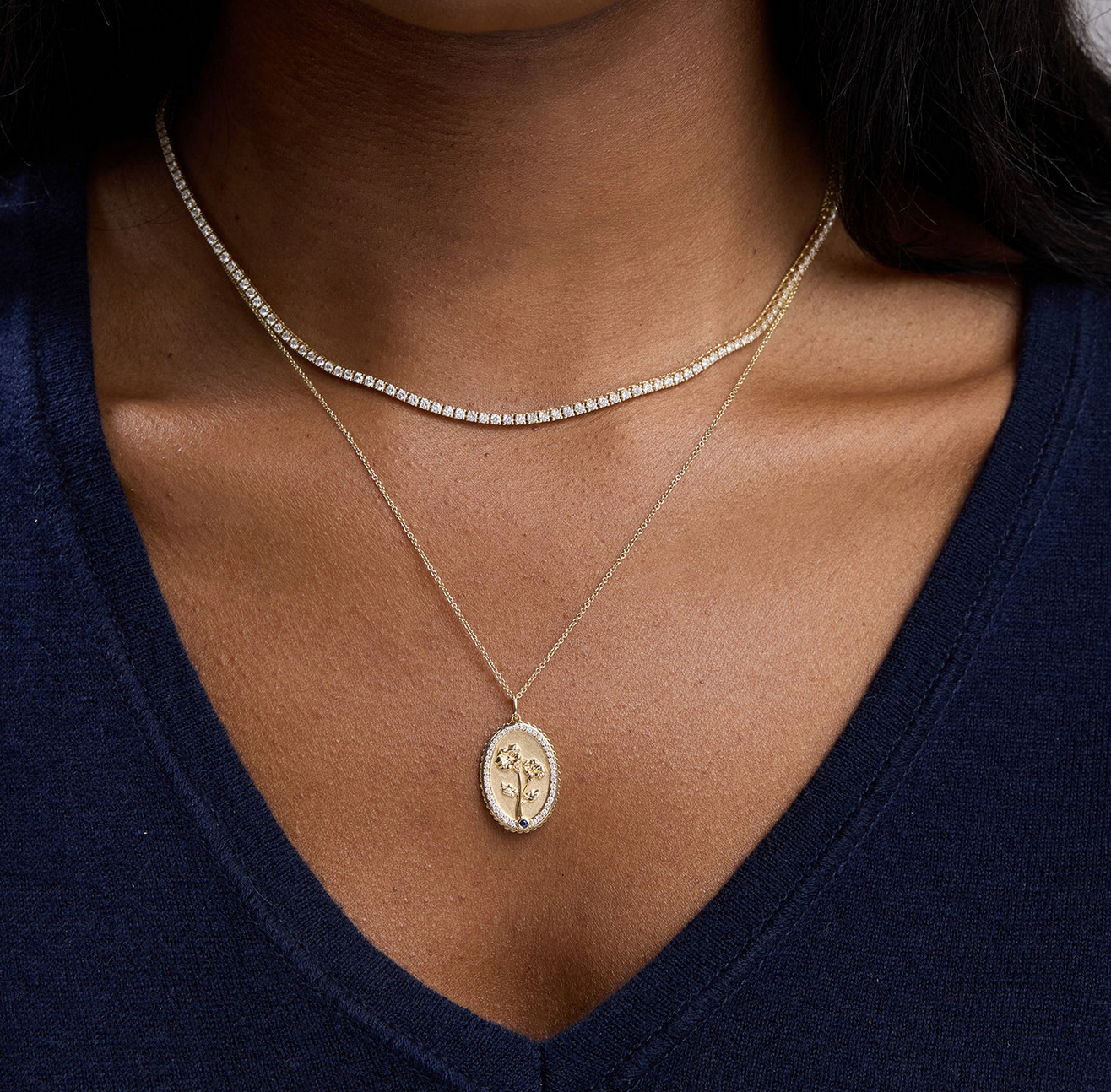 Gold & Diamond Tennis Necklace-Jewelry-Sydney Evan-White Gold-OS-Mercantile Portland