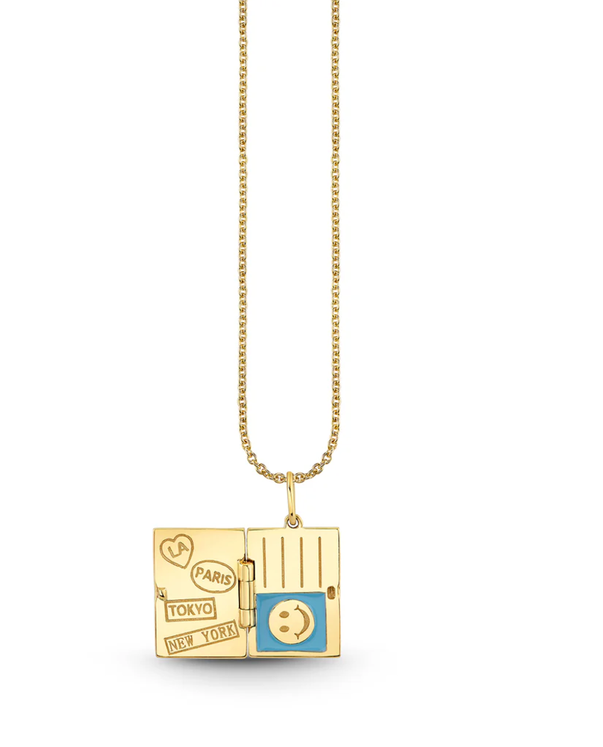 Gold & Enamel Passport Charm Necklace-Jewelry-Sydney Evan-Yellow Gold-OS-Mercantile Portland