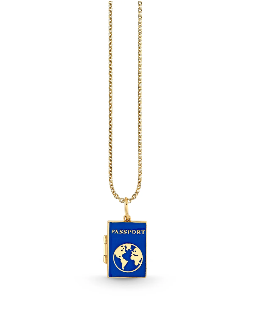 Gold & Enamel Passport Charm Necklace-Jewelry-Sydney Evan-Yellow Gold-OS-Mercantile Portland