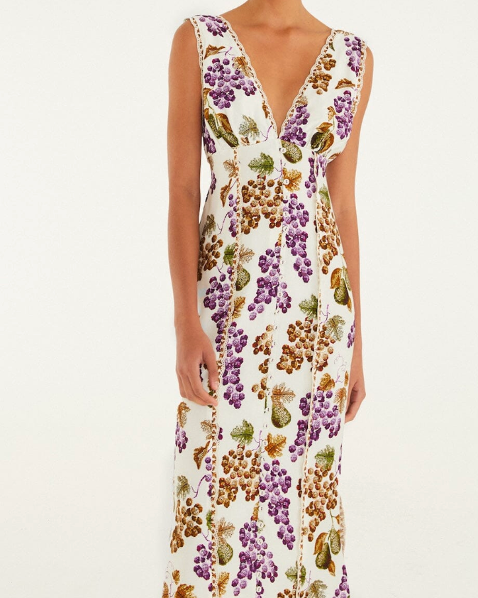 Grape Garden Midi Dress-Dresses-Farm Rio-Cream Grape-XS-Mercantile Portland