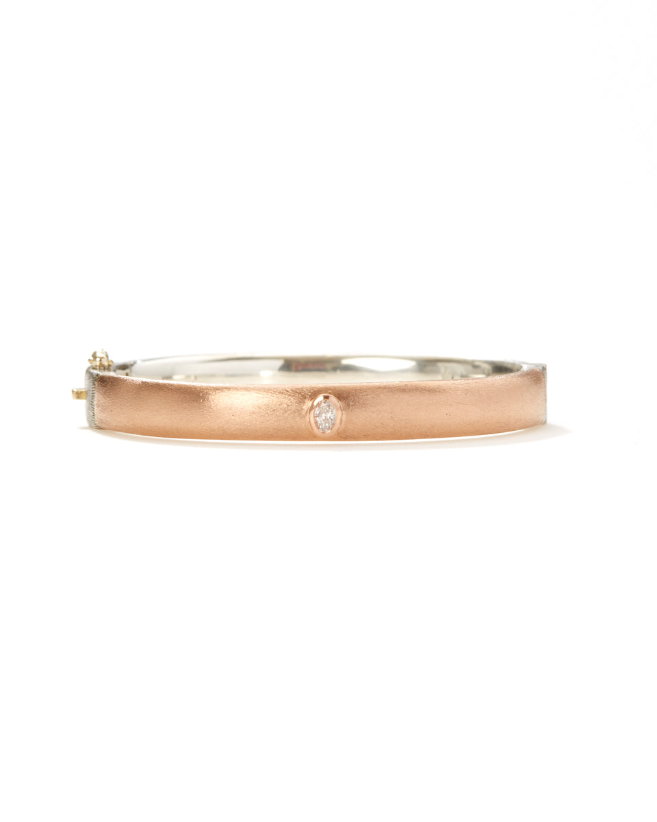 Gypsy 8mm Rose Gold Oval Cut Diamond Bangle-Jewelry-Rene Escobar-Mercantile Portland