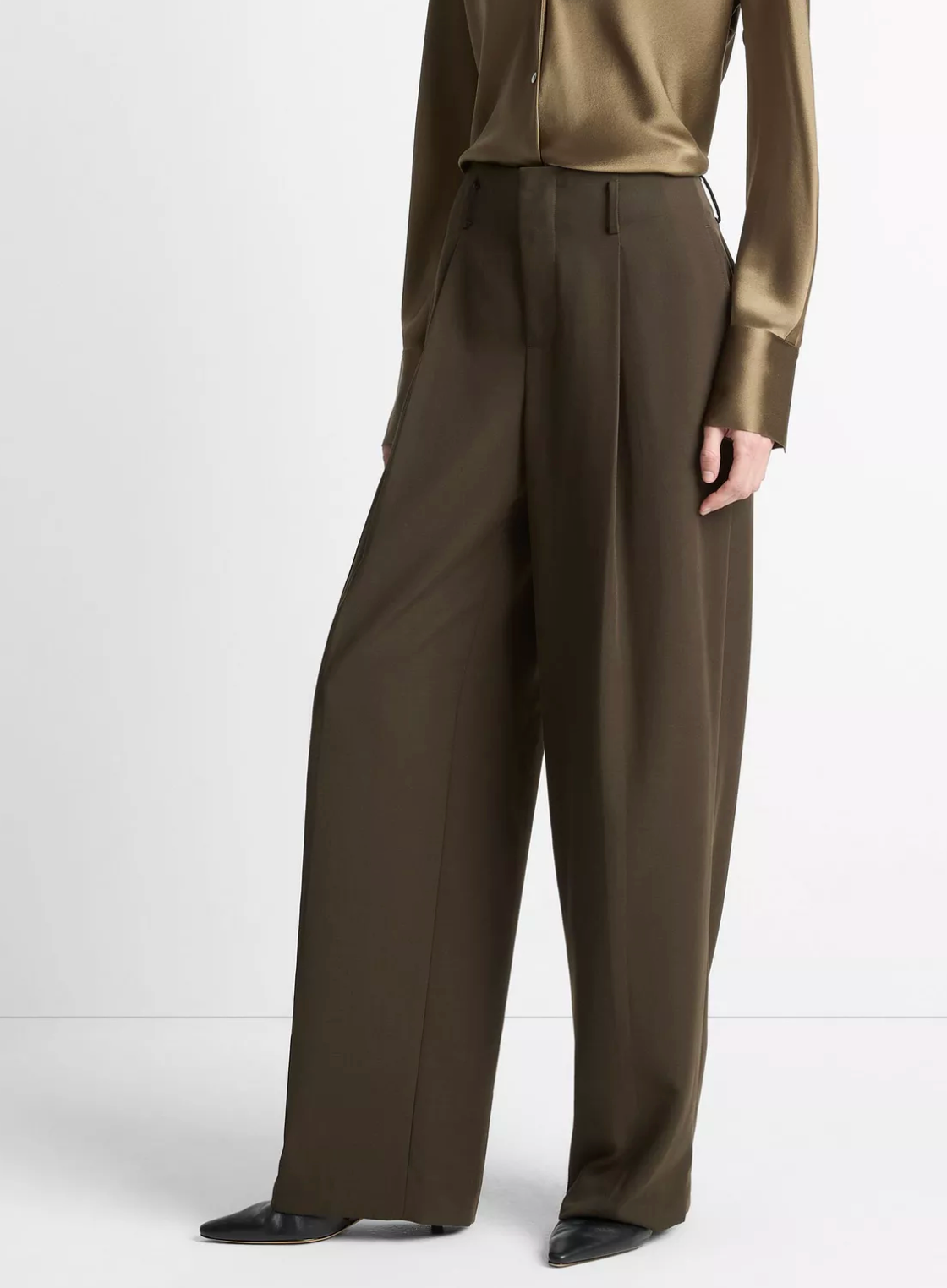 High Waist Pleated Trouser-Pants-Vince-Verde-4-Mercantile Portland