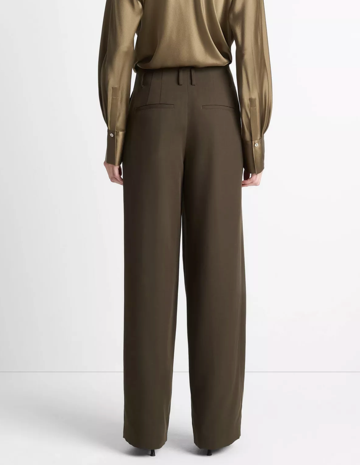 High Waist Pleated Trouser-Pants-Vince-Verde-4-Mercantile Portland