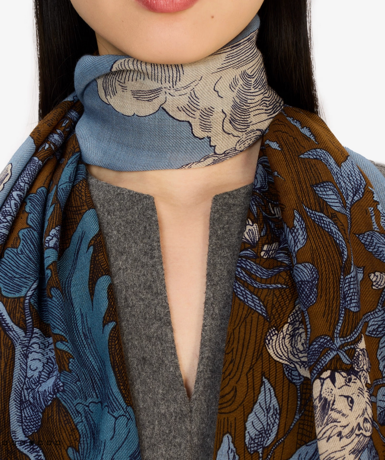 Historie 70 X 190 cm Scarf-Scarves and Wraps-Inoui Editions-Blue-OS-Mercantile Portland